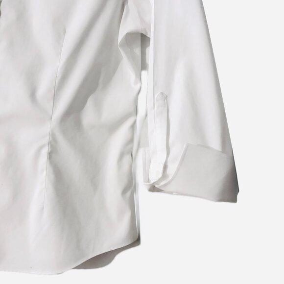 Brooks Brothers White Fitted Cotton Sateen Three-Quarter Sleeve Blouse Womens 8 - Picture 5 of 12